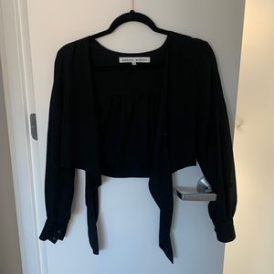 Rebecca Minkoff black tie in front crop top
